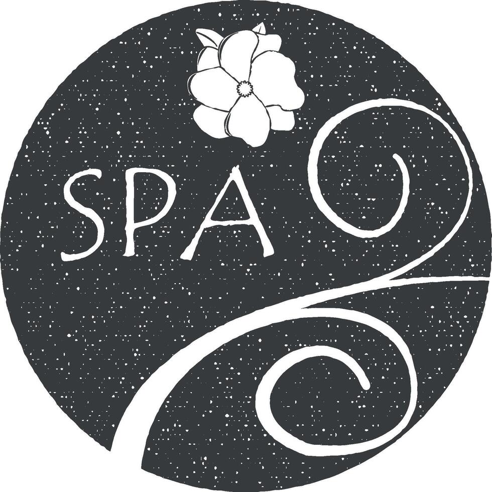spa salon logo vector icoon illustratie met postzegel effect