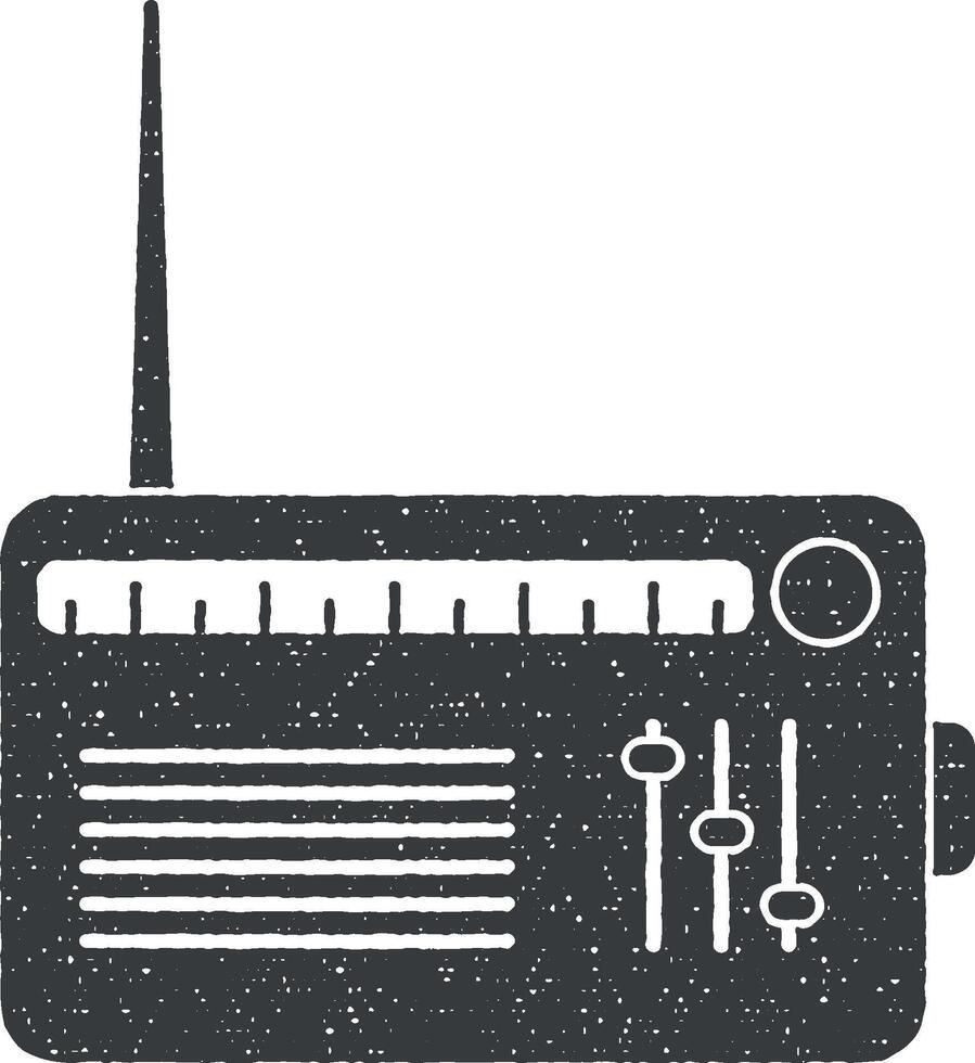 radio speler vector icoon illustratie met postzegel effect