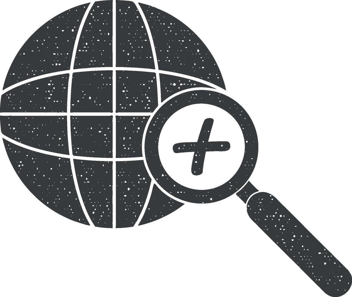 wereldbol toenemen teken vector icoon illustratie met postzegel effect