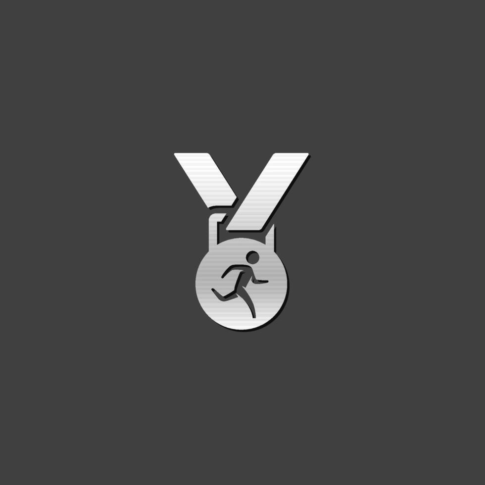 atletisch medaille icoon in metalen grijs kleur stijl. sport triatlon marathon vector