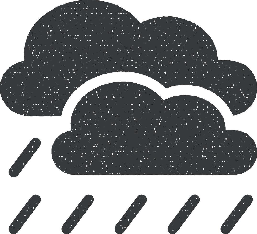 regenen, bewolkt vector icoon illustratie met postzegel effect