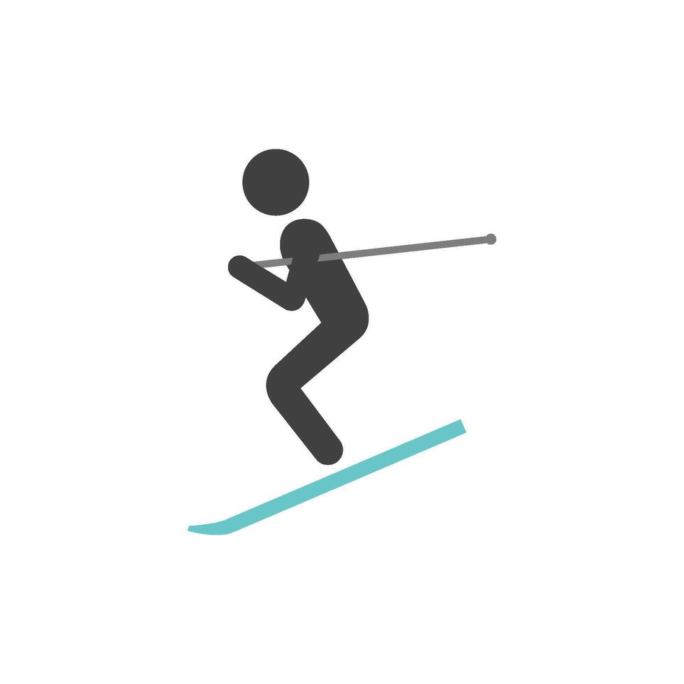 ski icoon in vlak kleur stijl. sport winter spelen berg vector