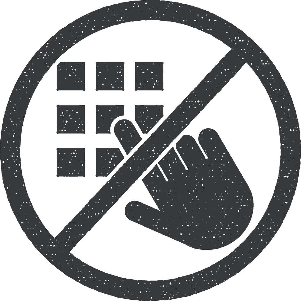 Doen niet aanraken, code icoon vector illustratie in postzegel stijl