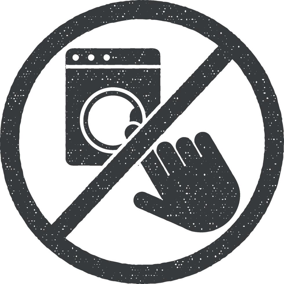 Doen niet tintje het wassen machine icoon vector illustratie in postzegel stijl
