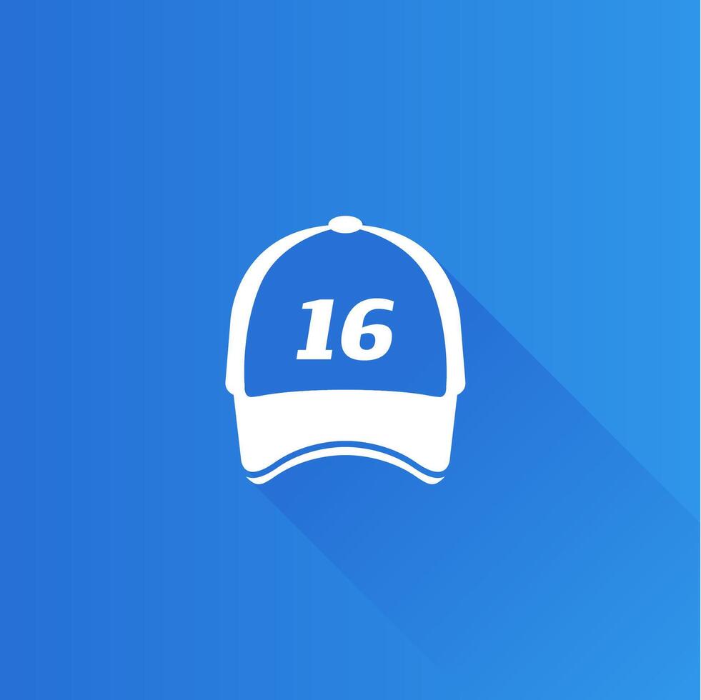 sport hoed vlak kleur icoon lang schaduw vector illustratie