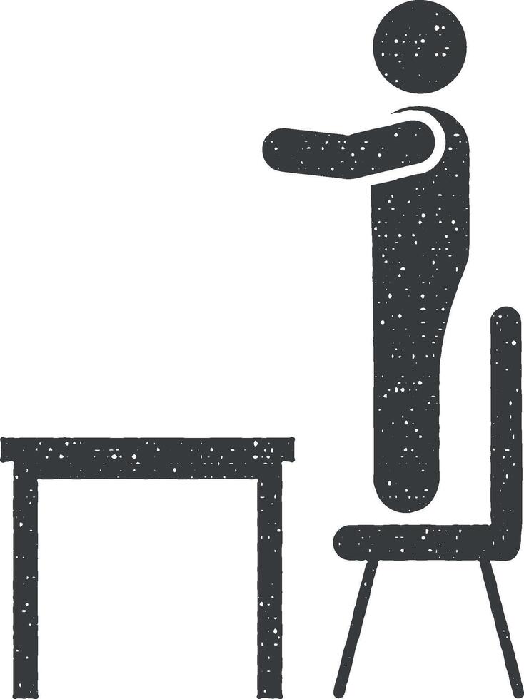 school- Speel Aan klasse stoel pictogram icoon vector illustratie in postzegel stijl