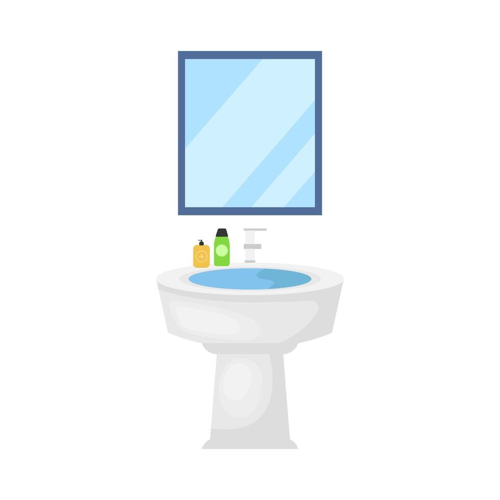 zeep in water wastafel met miror illustratie vector