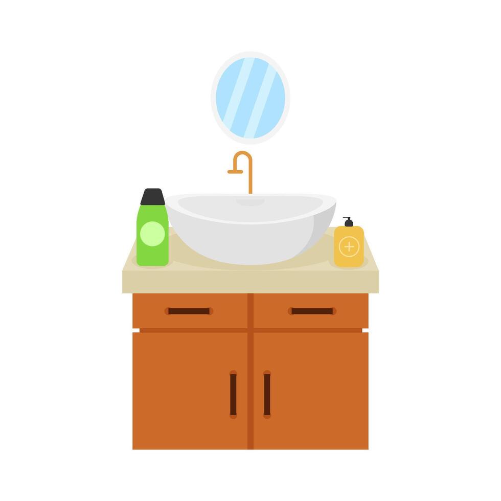 zeep in water wastafel met miror illustratie vector