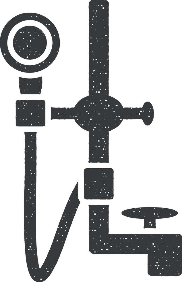 douche, hulpmiddel, badkamer icoon vector illustratie in postzegel stijl