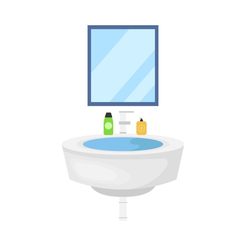 zeep in water wastafel met miror illustratie vector