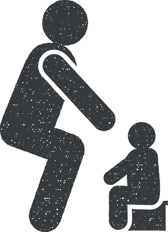 baby, darm, kind, poep, stopverf icoon vector illustratie in postzegel stijl