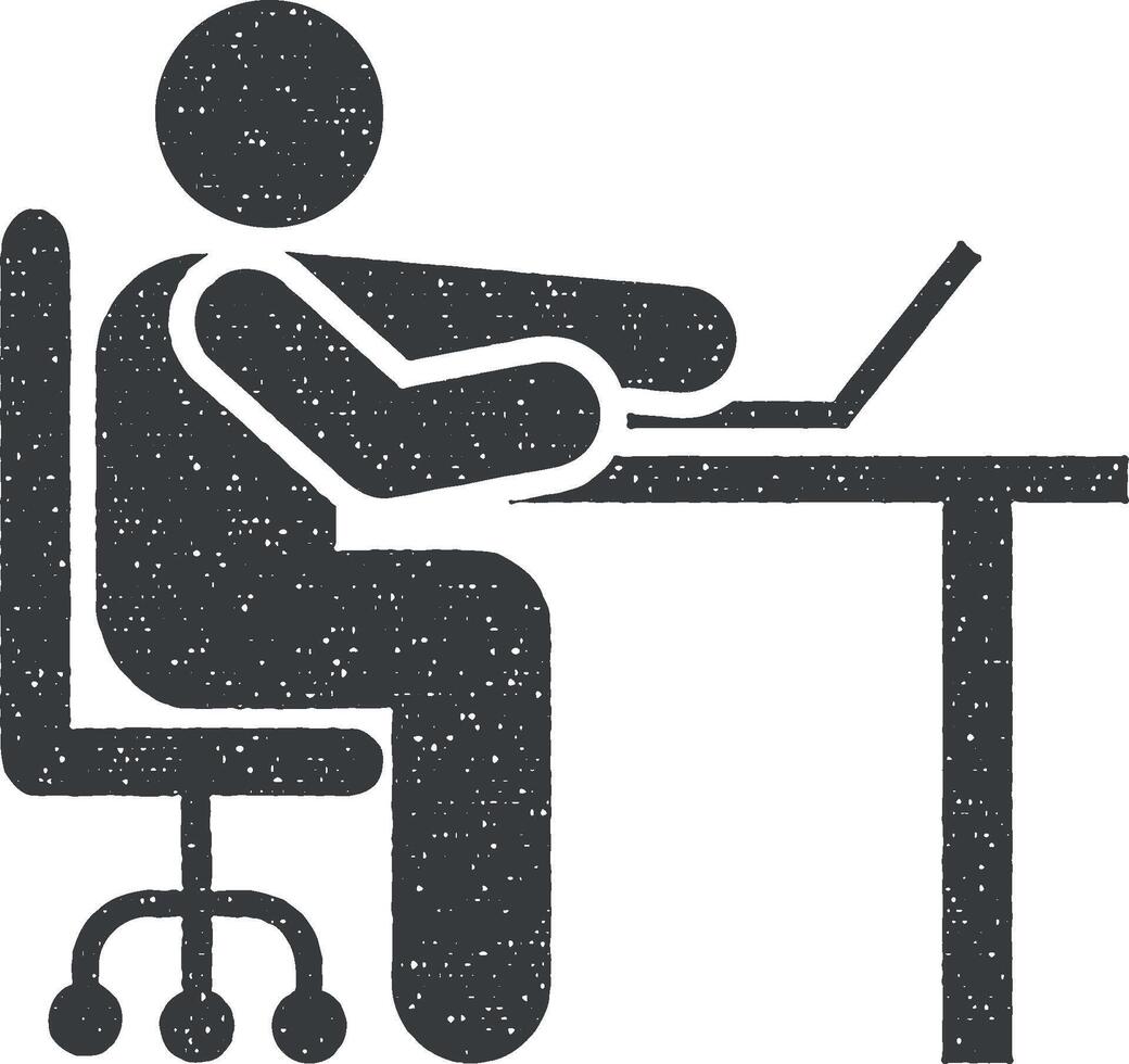 zakenman, kantoor, werk icoon vector illustratie in postzegel stijl