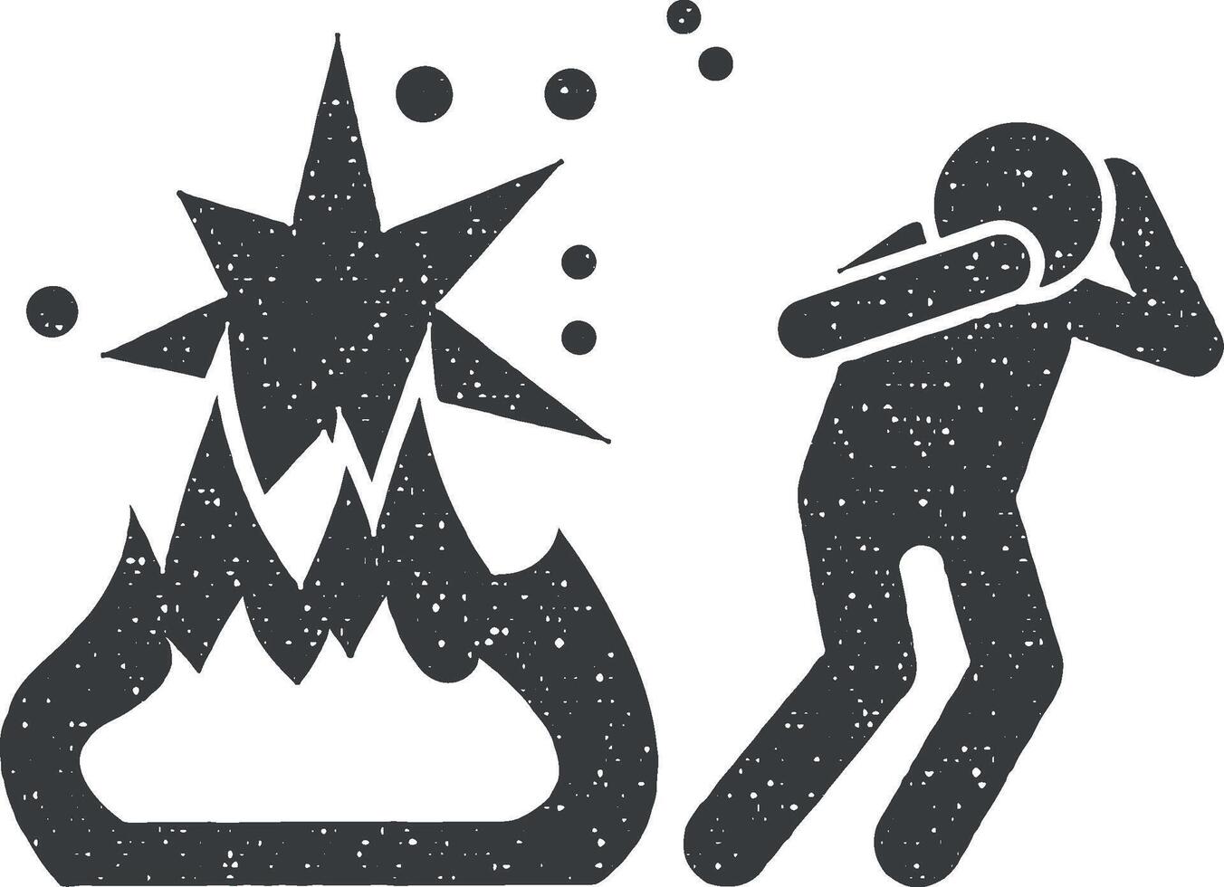 bom, Mens, brand icoon vector illustratie in postzegel stijl