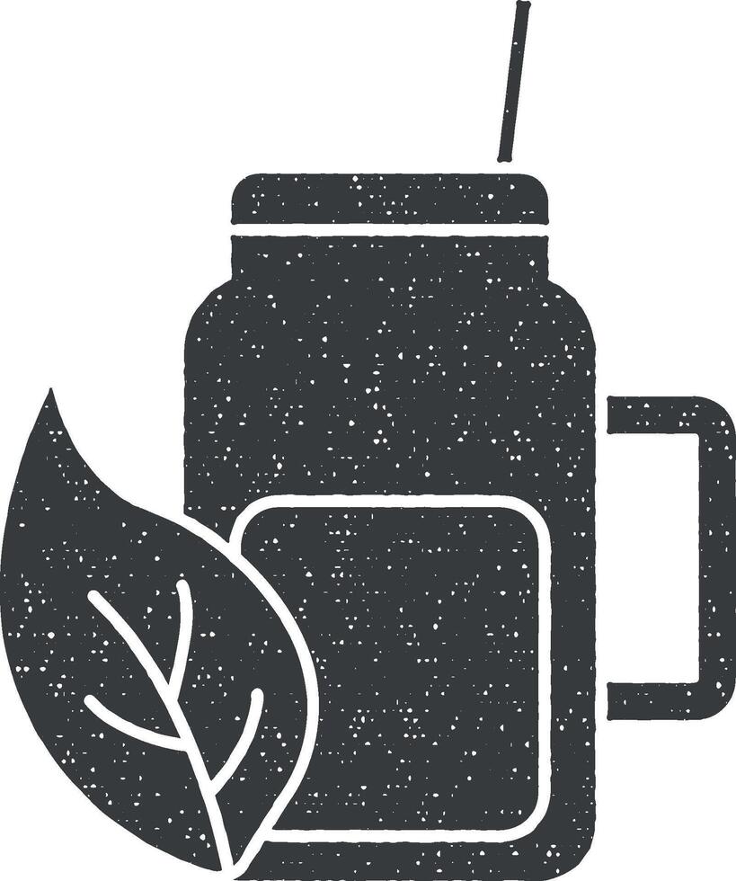 thee drinken eetpatroon icoon vector illustratie in postzegel stijl