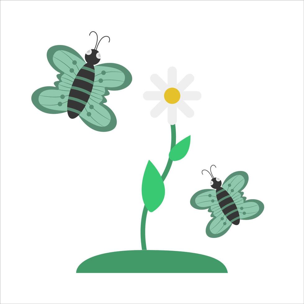 vlinder met bloem illustratie vector