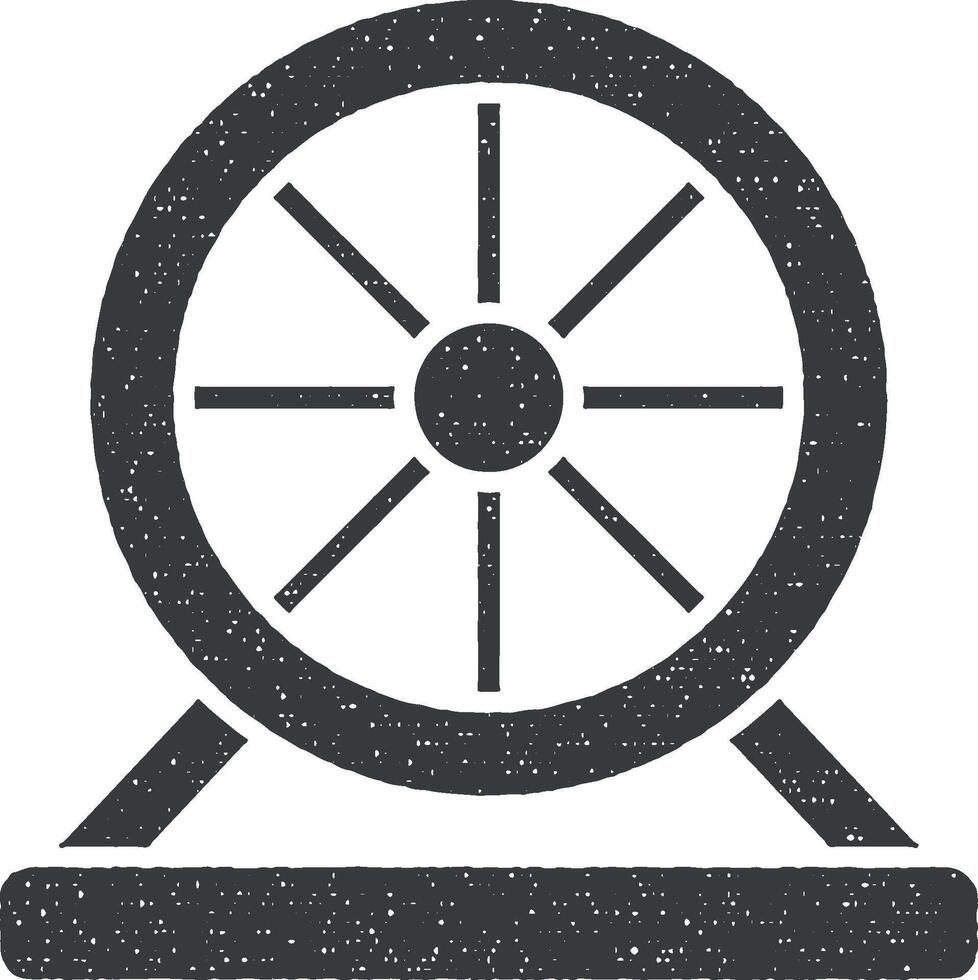 wiel, hamster icoon vector illustratie in postzegel stijl