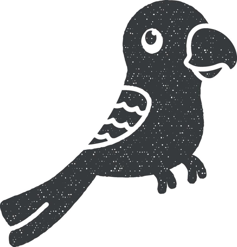 papegaai, vogel icoon vector illustratie in postzegel stijl