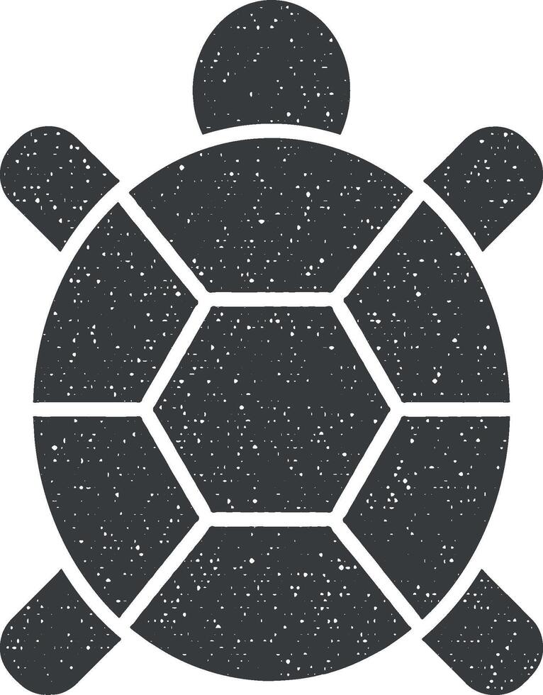 schildpad, dier icoon vector illustratie in postzegel stijl