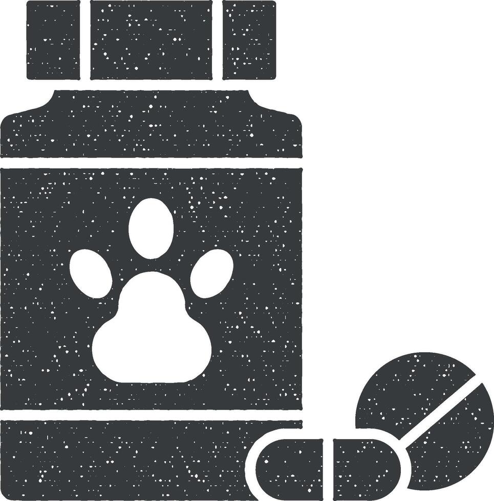vitamines, huisdier icoon vector illustratie in postzegel stijl