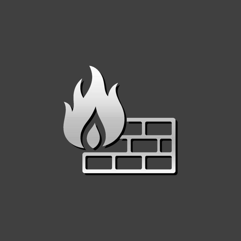 brandmuur icoon in metalen grijs kleur stijl. computer netwerk internet bescherming vector