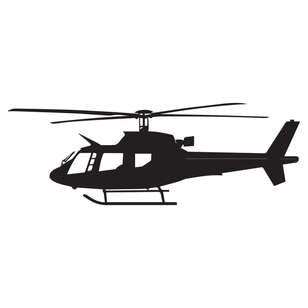 zwart geïsoleerd silhouet van helikopter Aan wit achtergrond. vector