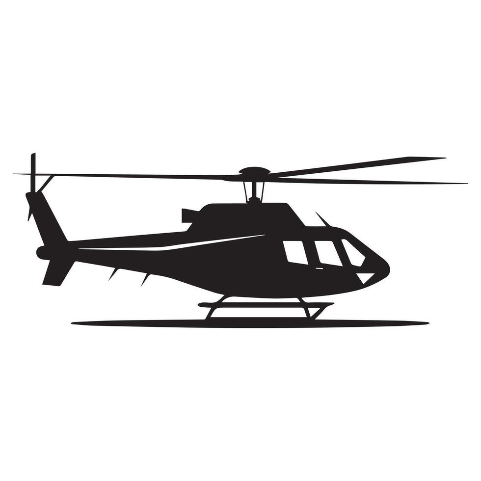 zwart geïsoleerd silhouet van helikopter Aan wit achtergrond. vector