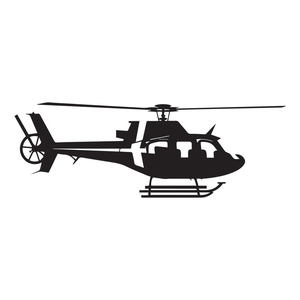 zwart geïsoleerd silhouet van helikopter Aan wit achtergrond. vector