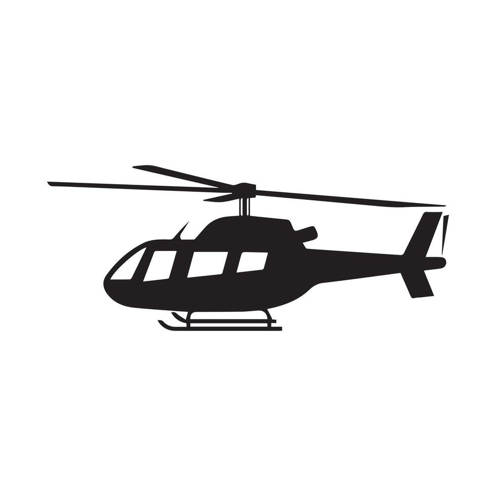 zwart geïsoleerd silhouet van helikopter Aan wit achtergrond. vector