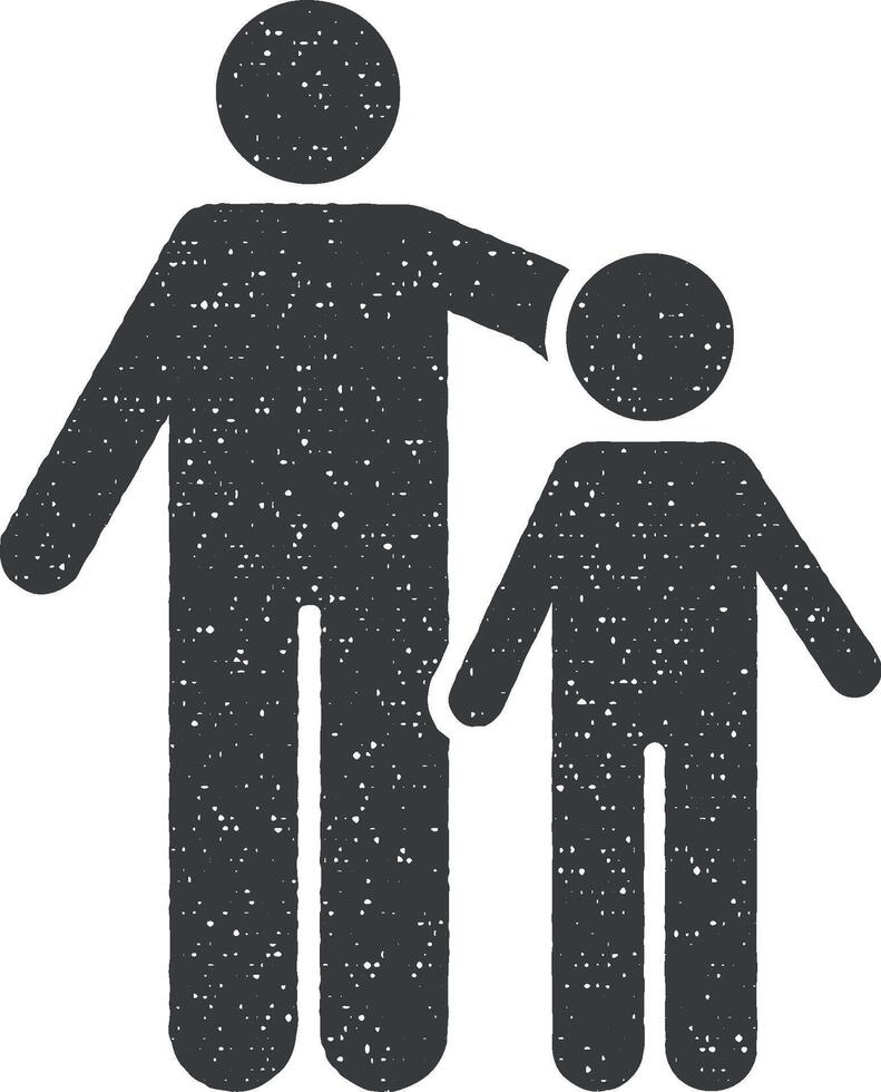 kind Mens wandelen park icoon vector illustratie in postzegel stijl