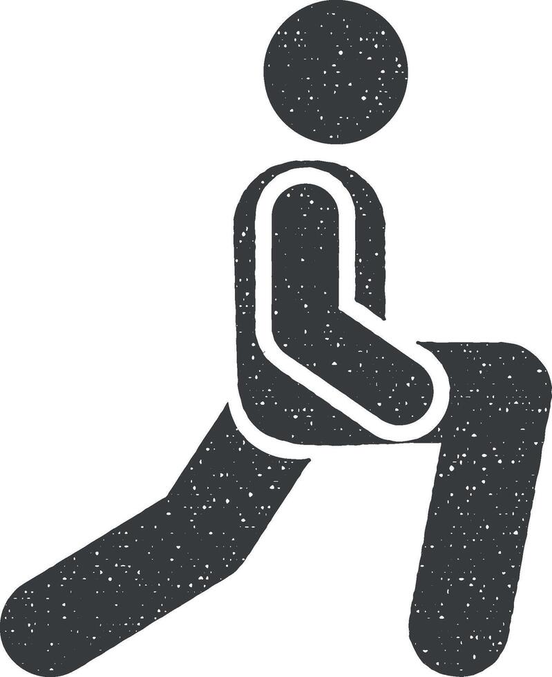 oefening Mens Sportschool sport geschiktheid met pijl pictogram icoon vector illustratie in postzegel stijl