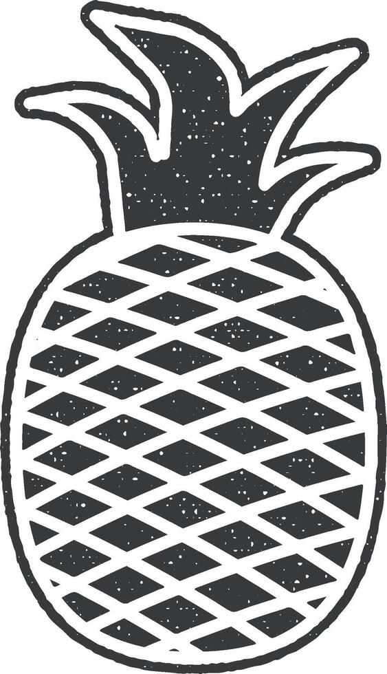 ananas vector icoon illustratie met postzegel effect