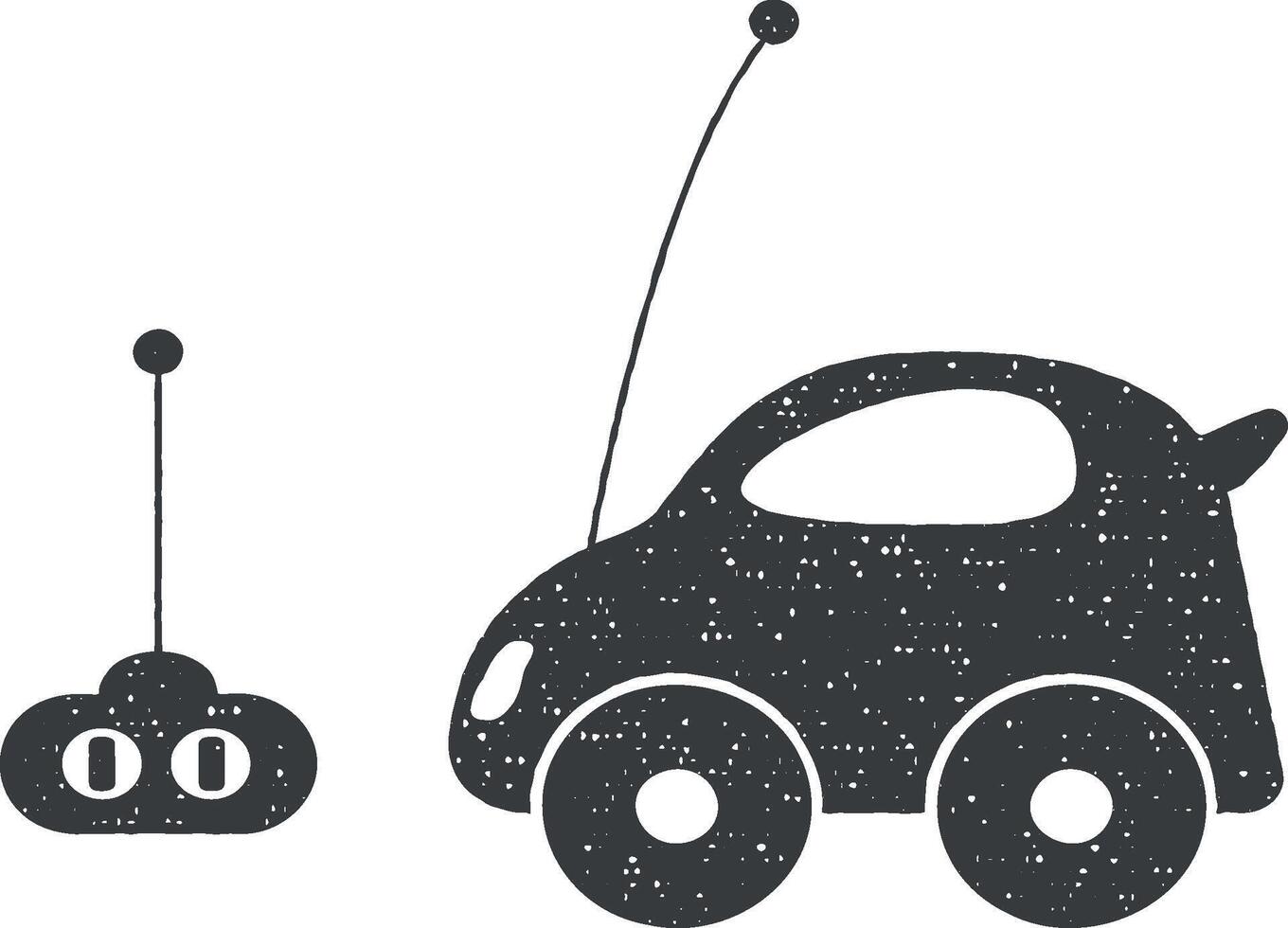 auto speelgoed- met afgelegen controle vector icoon illustratie met postzegel effect