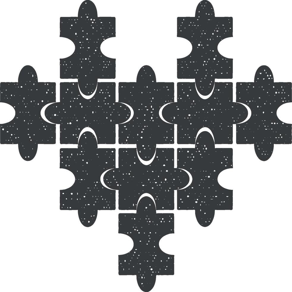 puzzel vector icoon illustratie met postzegel effect