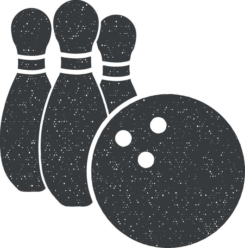 bowling en bowling bal vector icoon illustratie met postzegel effect