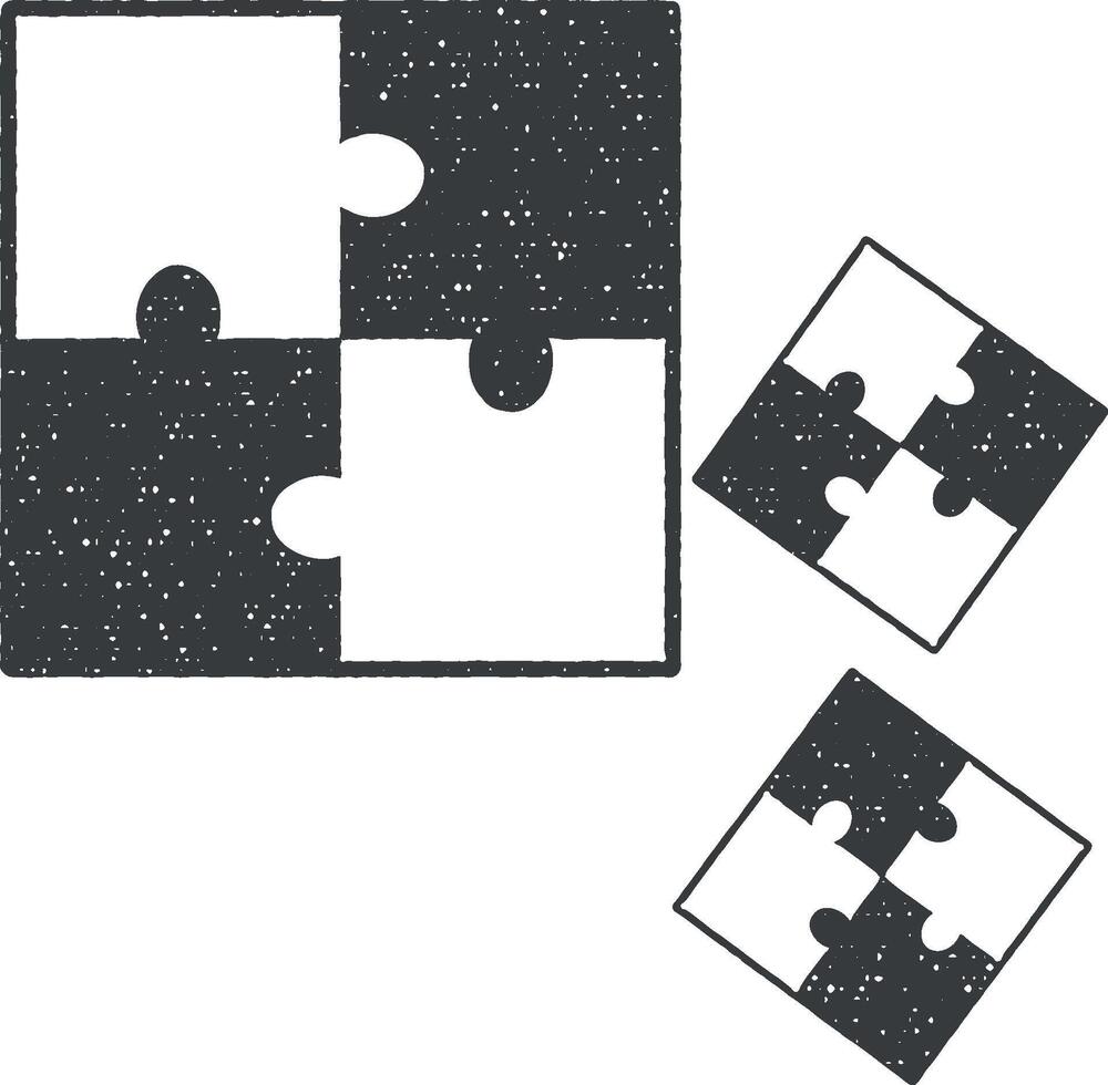 puzzel vector icoon illustratie met postzegel effect