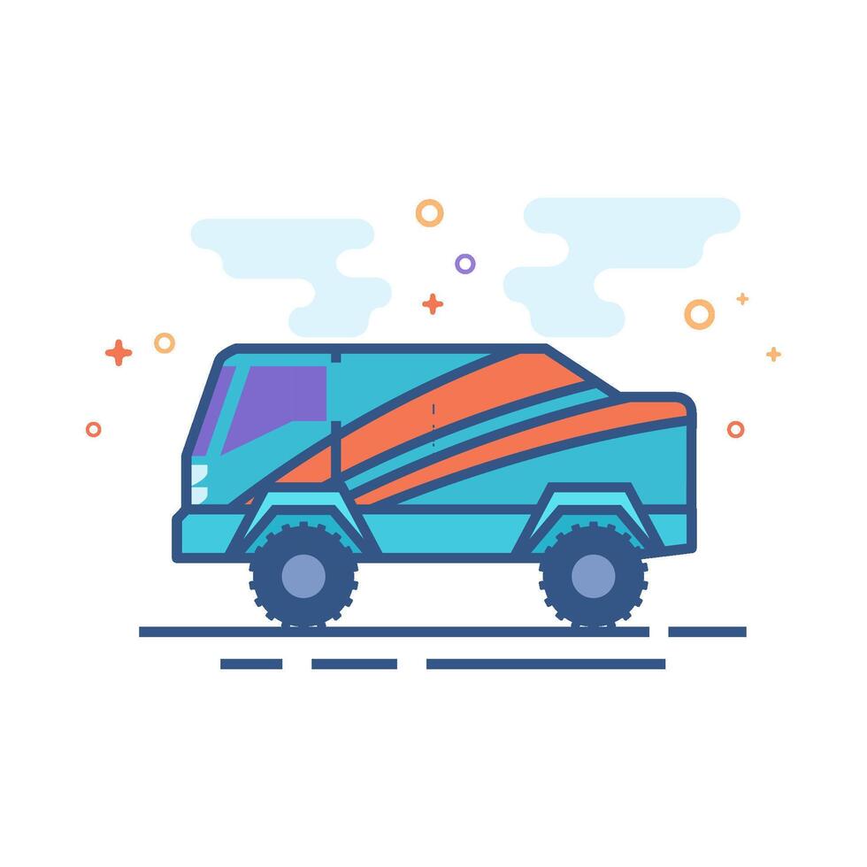 rally vrachtauto icoon vlak kleur stijl vector illustratie