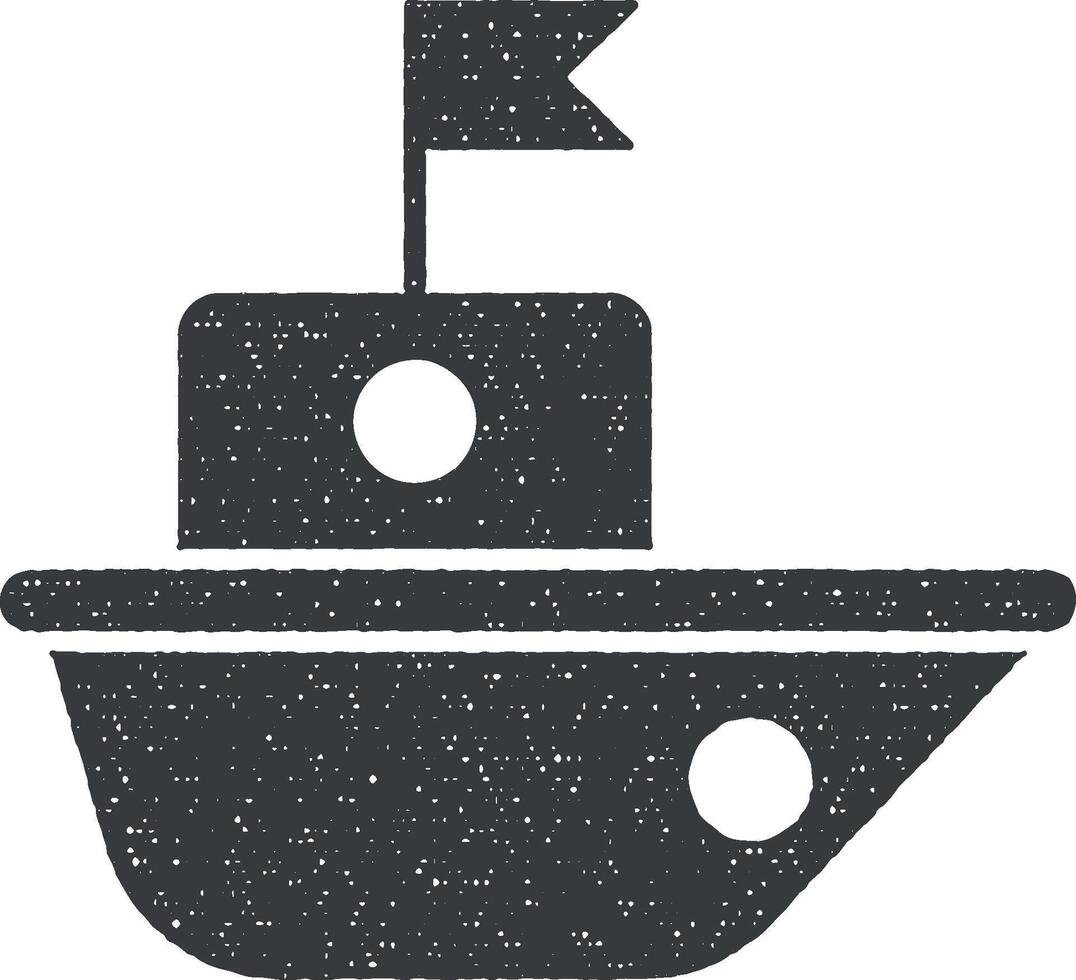 schip, vaartuig vector icoon illustratie met postzegel effect