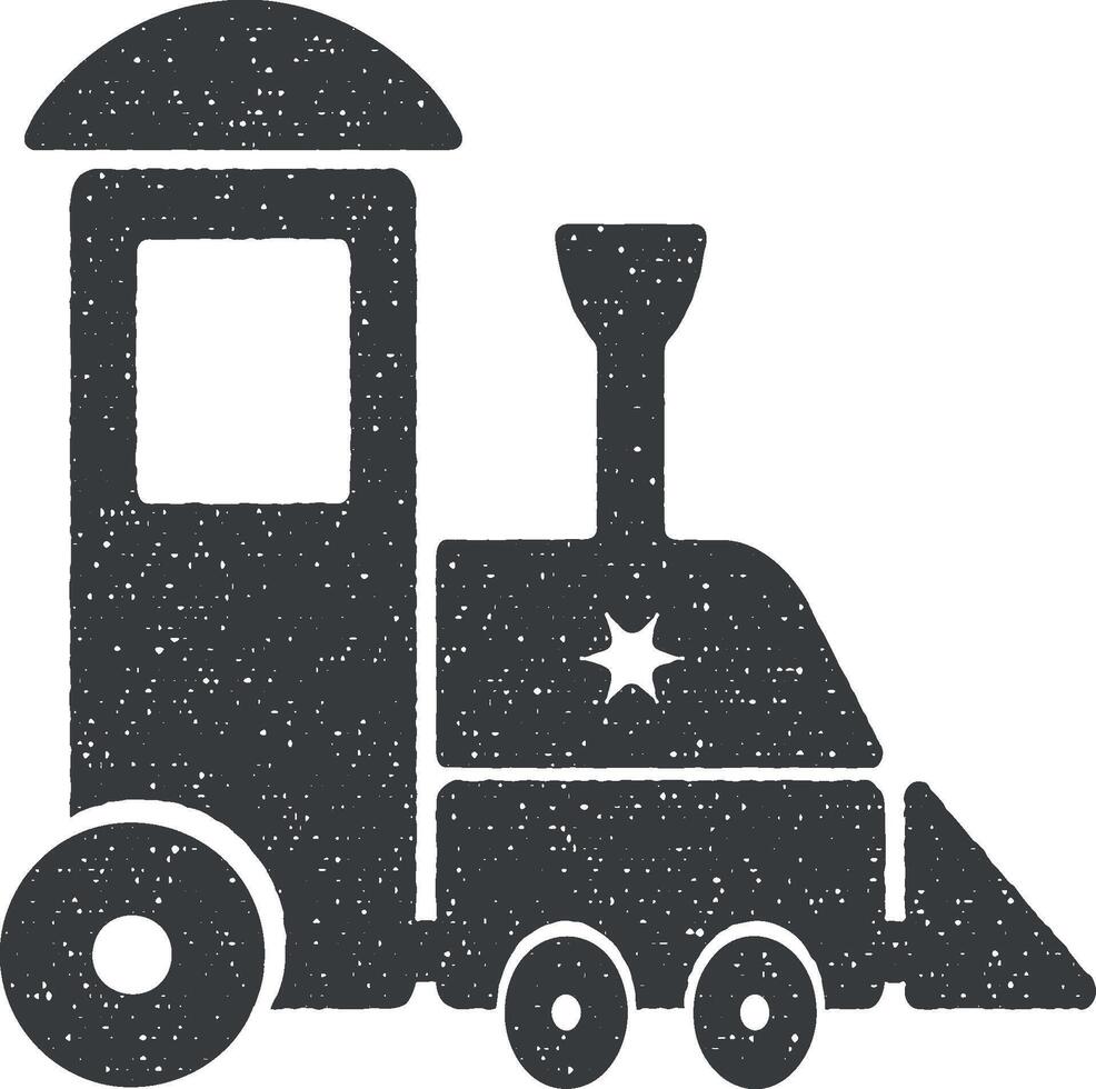 kinderachtig trein vector icoon illustratie met postzegel effect