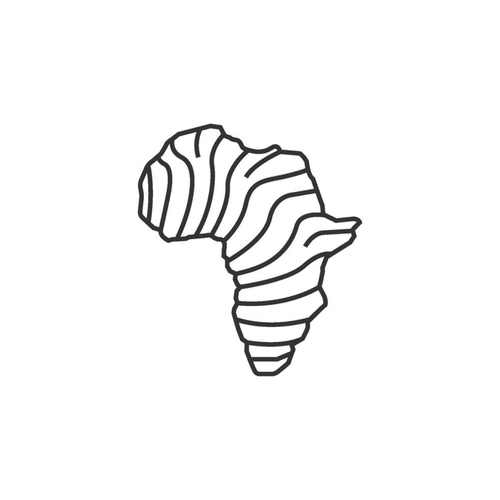 Afrika kaart gestreept icoon in dun schets stijl vector
