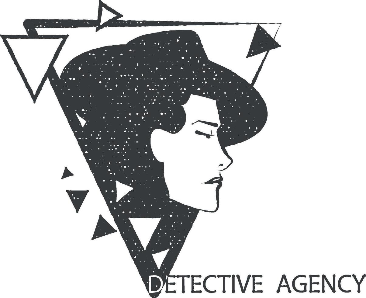 detective vrouw agentschap logo vector icoon illustratie met postzegel effect