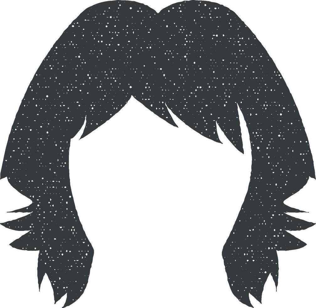 haar, vrouw, kapsel, shoujou protag beginner vector icoon illustratie met postzegel effect