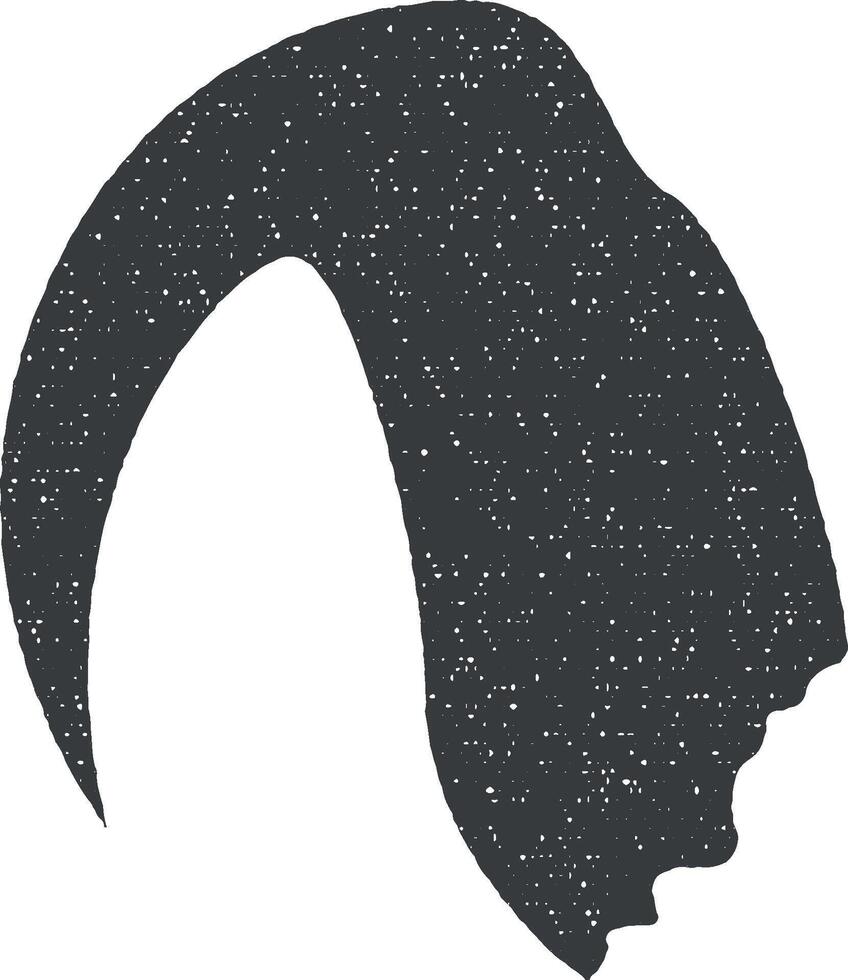 haar, vrouw, kapsel asymmetrisch vector icoon illustratie met postzegel effect