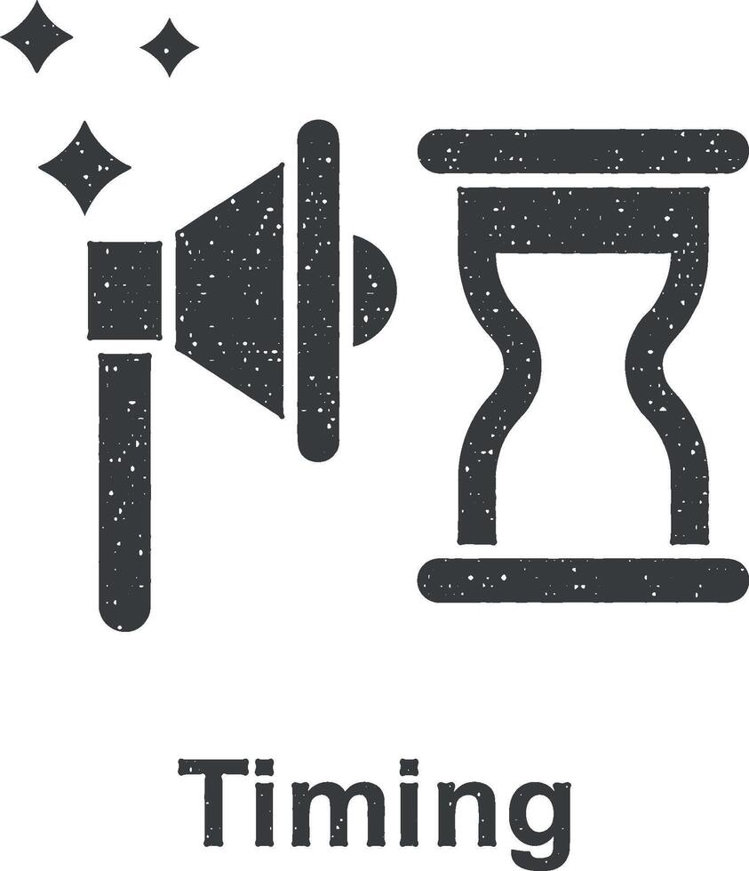 online marketing, timing vector icoon illustratie met postzegel effect