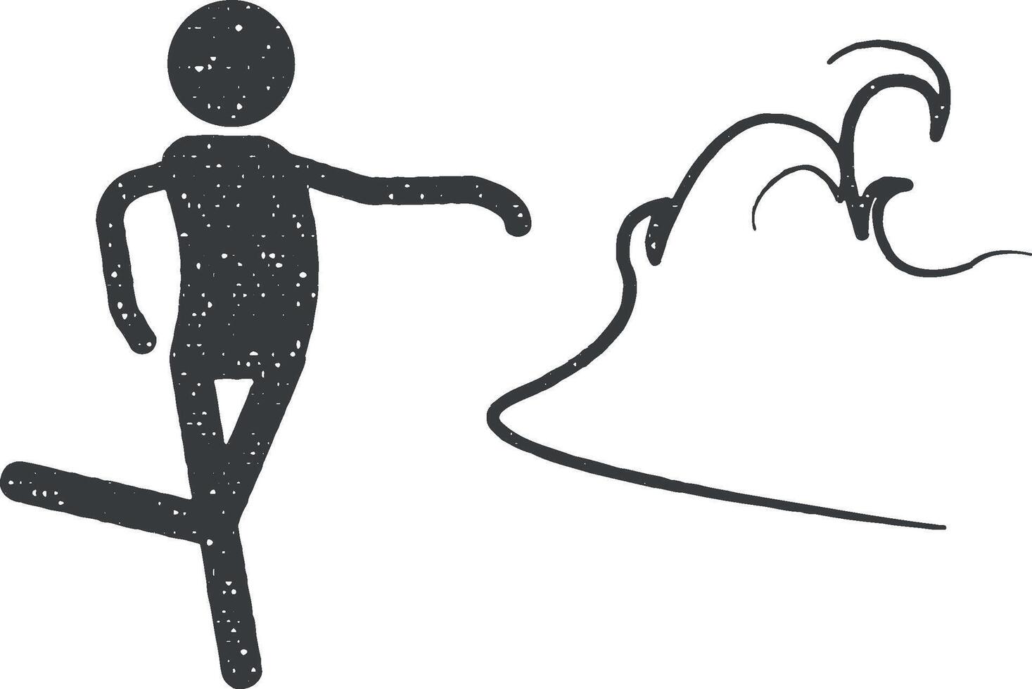 wind Mens vector icoon illustratie met postzegel effect