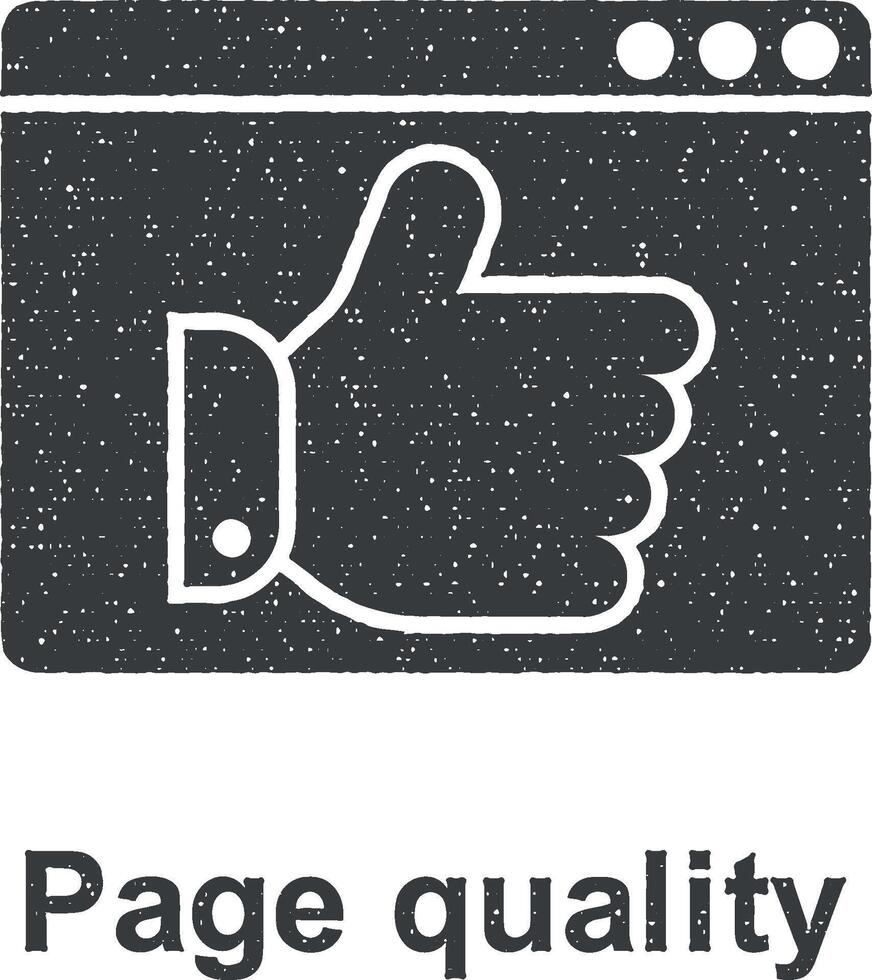 online marketing, bladzijde kwaliteit vector icoon illustratie met postzegel effect