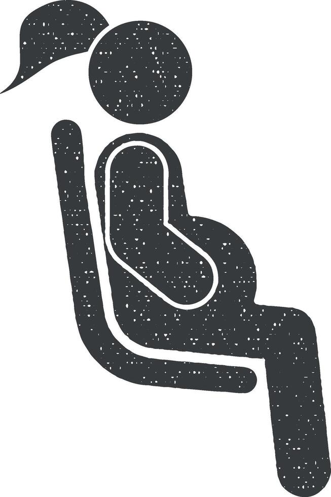 zitplaatsen plaats voor zwanger plaats voor kind vector icoon illustratie met postzegel effect