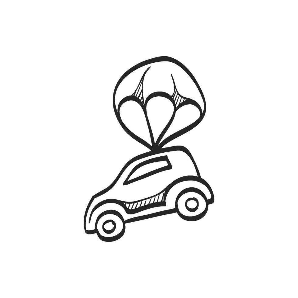 hand- getrokken schetsen icoon auto parachute vector