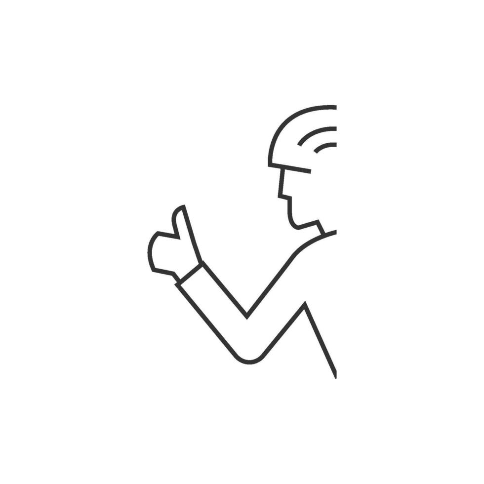 wielersport gebaar icoon in dun schets stijl vector