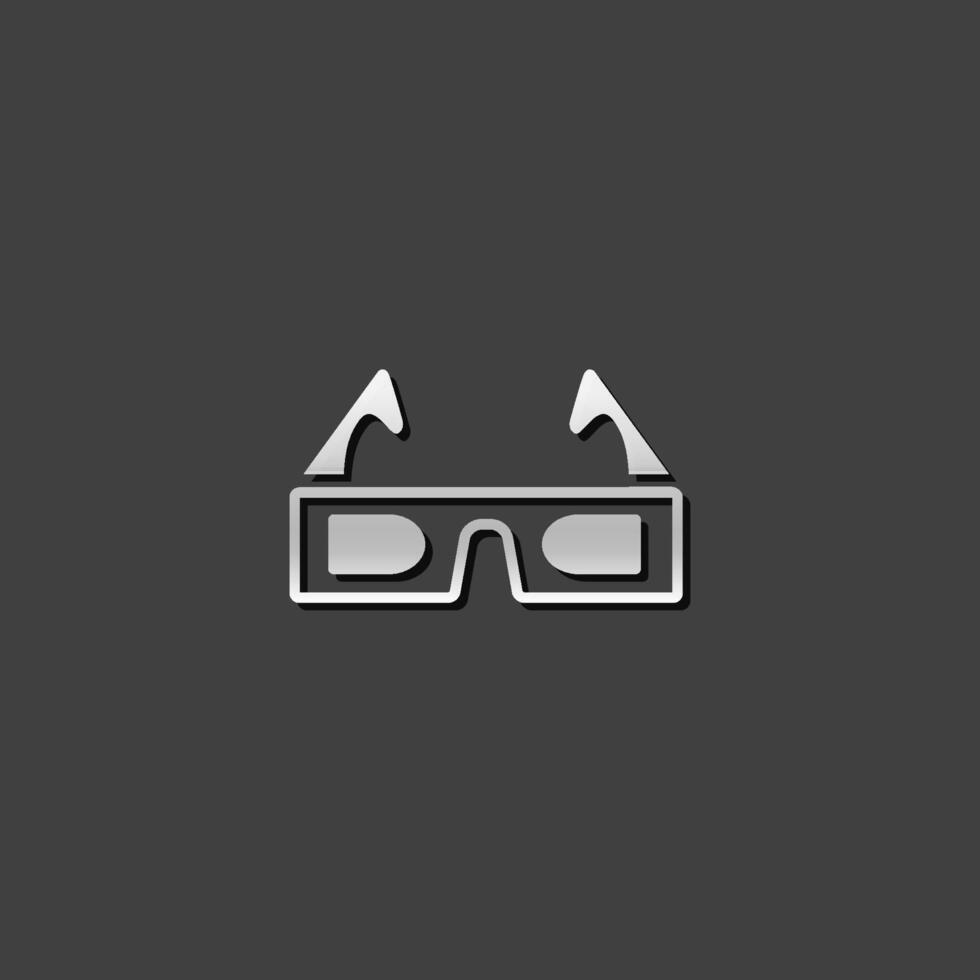 3d bril icoon in metalen grijs kleur stijl. voorwerp vermaak drie dimensionaal vector