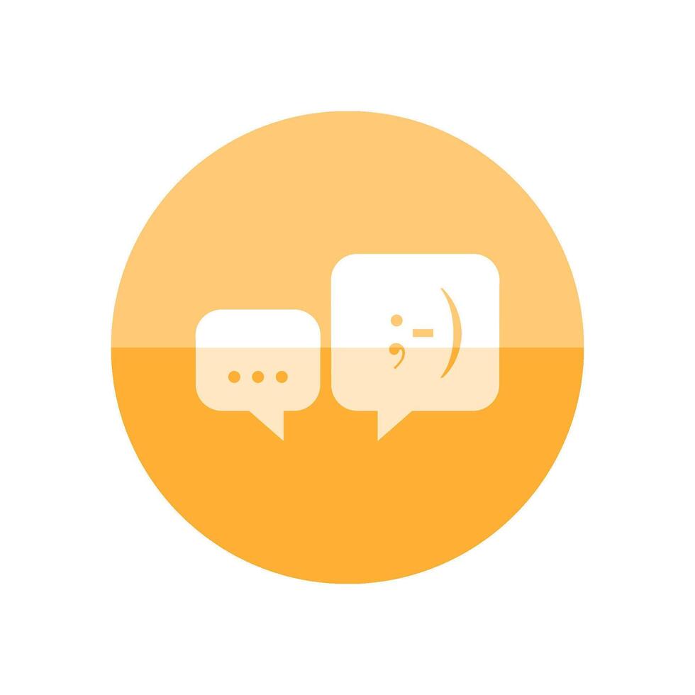 chatten icoon in vlak kleur cirkel stijl. tekst bubbels communicatie bedrijf pratend mensen vector